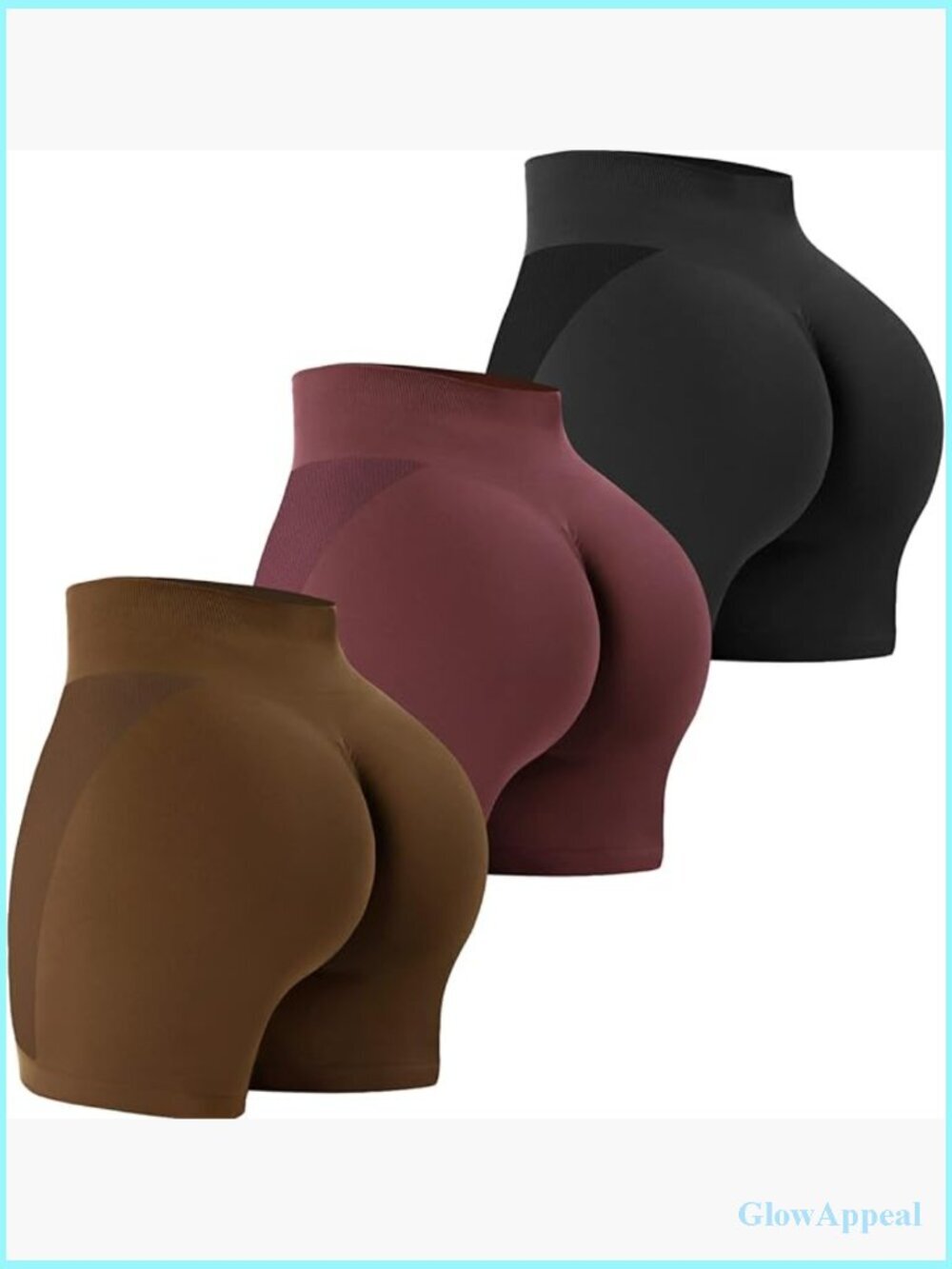 3-Piece Seamless High Waist Scrunch Yoga Shorts Set